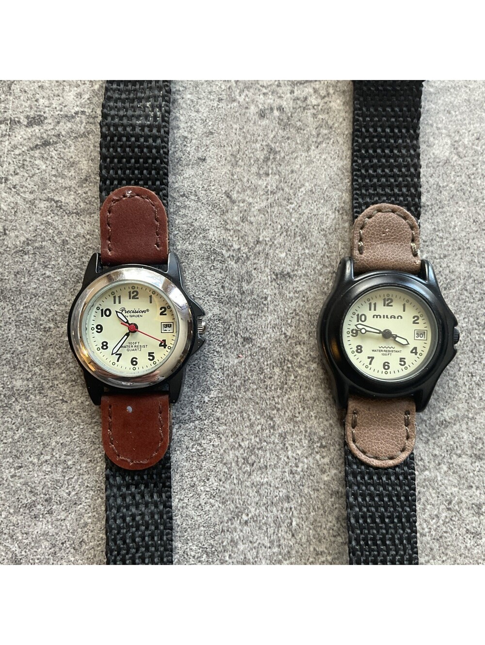 Pair Of Vintage Womens Field Watches Gruen And Milan Both Run Great D5